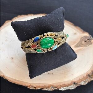 Elegant Vintage Multicolor Gemstone Cuff Watch